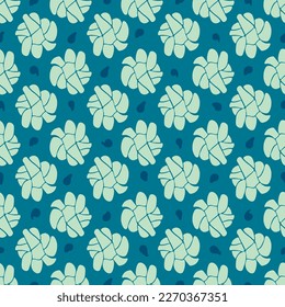 Plantas estilizadas sobre un fondo turquesa oscuro. Patrón repetido abstracto dibujado a mano. Disposición de la cuadrícula. Para el diseño superficial, tela, papel, tarjeta, banner, textil.
