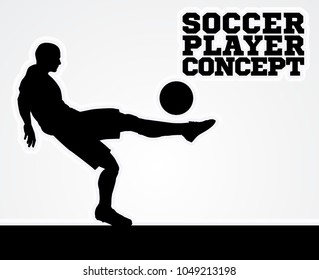Stylised a soccer football player in silhouette kicking the ball