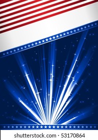 Stylised Stars and Stripes. Patriotic, 4th July celebration background. Use of linear gradients, global colors. Artwork grouped and layered.