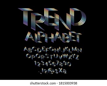 Stylised vector font and alphabet with numbers and symbol