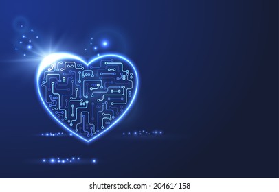 Stylised vector techno heart background. Eps10
