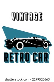 A stylish 1930s car on an blue background.