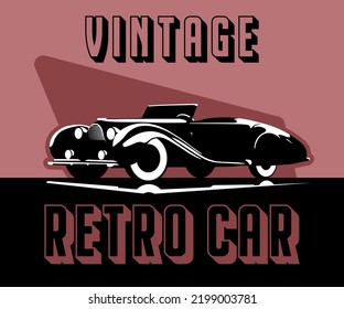 A stylish 1930s car on an pink background.