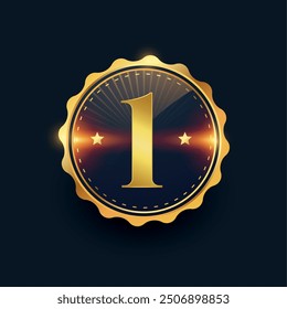 stylish 1st number golden medal with shiny effect vector