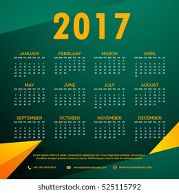 stylish 2017 calendar design with abstract shapes