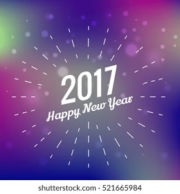 stylish 2017 happy new year design on colorful background