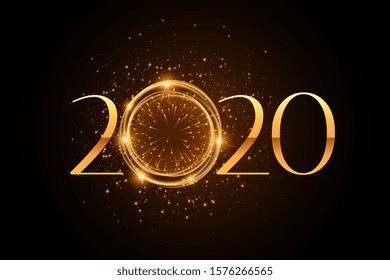 stylish 2020 firework style golden sparkle background design