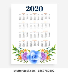 stylish 2020 new year vertical flower template design