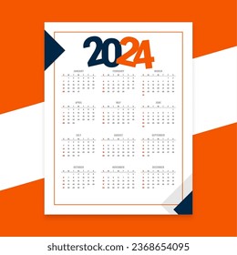 stylish 2024 monthly planner layout a office stationery vector