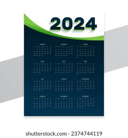 stylish 2024 new year calendar layout schedule monthly task vector