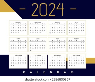 stylish 2024 wall calendar template a full page printable design vector
