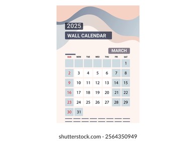 Stylish 2025 MARCH Wall Calendar Design