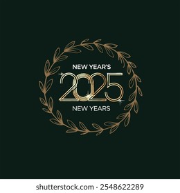 Stylish 2025 New Years Design with Thin Gold Lines and Stars
Festive New Years 2025 Design with Subtle Sparkling Effects