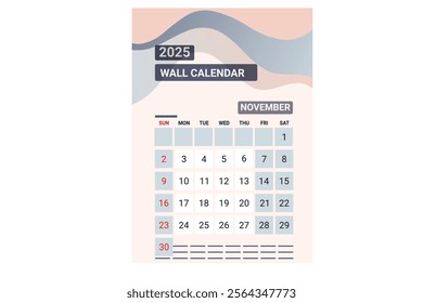 Stylish 2025 NOVEMBER Wall Calendar Design