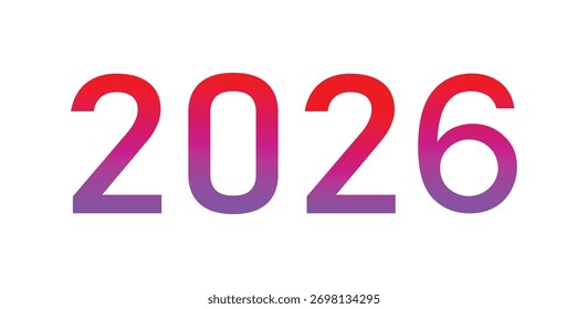 Stilvolle 2026 Ziffern mit lebendigen Farbverlauf