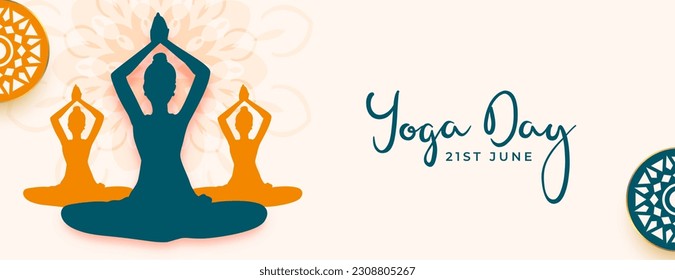 stylish 21st june yoga day poster for a balancing and healthy life vector
