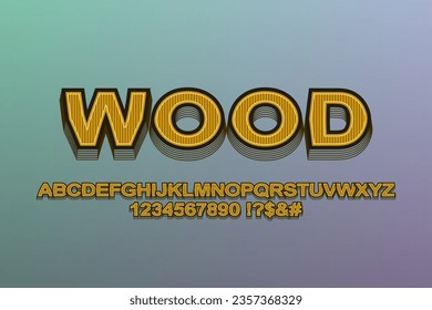 Alfabeto 3d y números elegantes. Estilo del tipo de letra de la tipografía para el diseño de texto de dibujos animados.