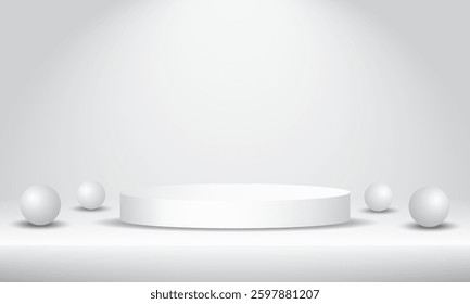 Stylish 3d empty podium platform for object exhibition. vector illustration