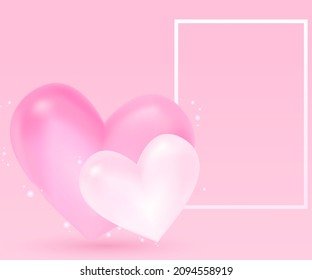 Stylish 3D heart banner for Valentine's Day, copy space, 336x280