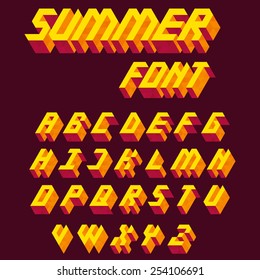 Stylish 3d  Isometric Font In Clean Summer Inspired Colours.