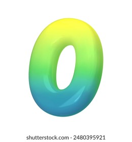 Stylish 3D number 0 with green-blue gradient. Modern, vibrant, and abstract. Perfect for digital art, graphic design, and creative projects. Vector illustration