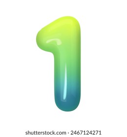 Stylish 3D number 1 with green-blue gradient. Modern, vibrant, and abstract. Perfect for digital art, graphic design, and creative projects. Vector illustration