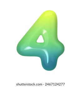 Stylish 3D number 4 with green-blue gradient. Modern, vibrant, and abstract. Perfect for digital art, graphic design, and creative projects. Vector illustration