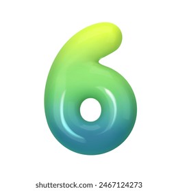 Stylish 3D number 6 with green-blue gradient. Modern, vibrant, and abstract. Perfect for digital art, graphic design, and creative projects. Vector illustration