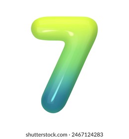 Stylish 3D number 7 with green-blue gradient. Modern, vibrant, and abstract. Perfect for digital art, graphic design, and creative projects. Vector illustration