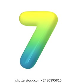 Stylish 3D number 7 with green-blue gradient. Modern, vibrant, and abstract. Perfect for digital art, graphic design, and creative projects. Vector illustration