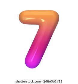 Stylish 3D number 7 with red and purple gradient. Modern, vibrant, and abstract. Perfect for digital art, graphic design, and creative projects. Vector illustration
