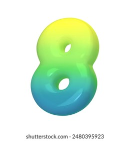 Stylish 3D number 8 with green-blue gradient. Modern, vibrant, and abstract. Perfect for digital art, graphic design, and creative projects. Vector illustration