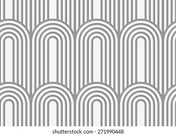 Stylish 3d pattern. Background with paper like perforated effect. Geometric design.Perforated paper with arks on continues stripes.