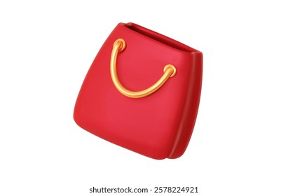 Stylish 3D red velvet shopping bag with a luxurious and elegant feel. Ideal for fashion boutiques, online stores, and branding materials. A perfect digital asset for luxury retail and modern shopping 