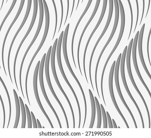 Stylish 3d seamless pattern. Background with 3d laser cut paper effect. Geometric repeating design.Wavy striped leaves pattern for wedding invitation background.