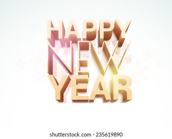 Stylish 3D text of Happy New Year on snowflakes decorated background, can be used as poster, banner or flyer.