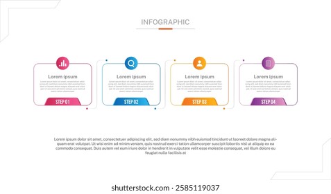 Stylish 4 steps business infographics template, Infographic 4 steps flowchart design, template, info graph template, Professional infographic template business, Infographic with innovative ideas,