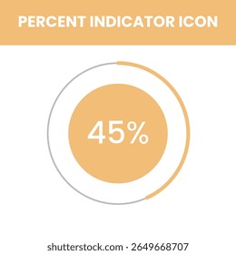 Stylish 45 percent progress icon with orange fill, designed for dashboards, metrics UI, and data representation.