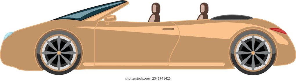 Stylish 4-passenger convertible vector graphic. Ideal for design projects, marketing materials, and presentations. Sophisticated, modern, and fully customizable.