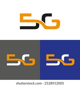 Stylish 5G logo design in black, white, and orange. Showcasing three different background colors for versatility. Ideal for telecommunications and technology branding concepts.