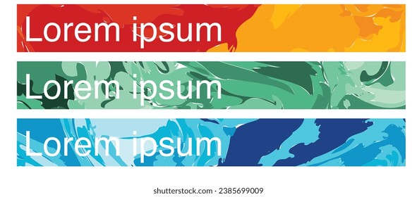 Stylish 728 x 90 Vector Banner Sets for Your Website: Ad-Ready Spaces in Green, Orange, and Blue with Abstract Fashion Patterns.