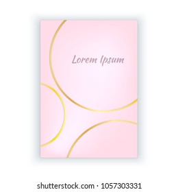 Stylish a1 paper blank pink cream color with golden rings and realistic shadow. Isolated on white template for greeting card shopping, promotion banners discount flyers. Premium quality.