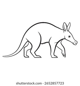 Elegante Aardvark Vetor Outline Graphic, Adequado para Branding e Logotipos Profissionais: Este título indica claramente a sua utilidade profissional e comercial.

