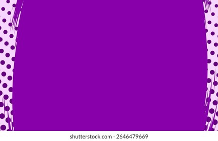 Stylish abstract background dominated by purple tones with polka dot brush stroke accents on both sides.