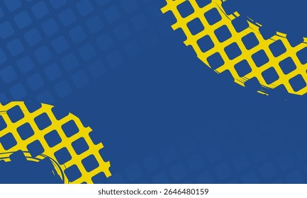 Stylish abstract background featuring bold blue and yellow brush grid patterns for modern digital designs.