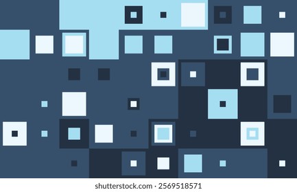 Stylish abstract background featuring a geometric pattern of squares in varying shades of blue and white against a dark blue backdrop.