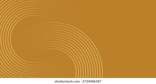 Stylish abstract background featuring golden concentric circular lines intertwined on a warm brown backdrop. The design creates a harmonious sense of motion and symmetry