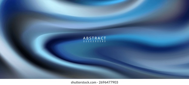 Stylish abstract background featuring a mix of blue and silver tones with smooth fluid swirl effects. The flowing gradient creates