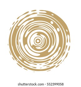Stylish abstract background  with golden  wavy stripes, rings and spots  on white background imitating the ethnic style of Maya. Fractal vector pattern 