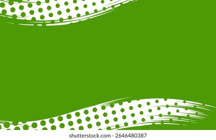 Stylish abstract background in green tones with white brush polka dot textures for visual design appeal.